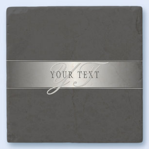 Porta-copo De Pedra Escrevendo de Script Monograma Editável Elegante  