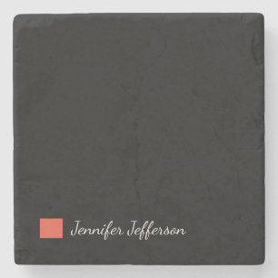 Porta-copo De Pedra Escrita manual moderna elegante, preto