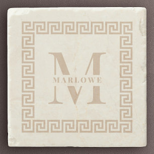 Porta-copo De Pedra Esmagamento Elegante do Monograma de Quadro-Chave