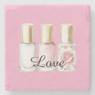 Porta-copo De Pedra Esmalte Floral Rosa Rosa Bonito