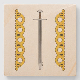 Porta-copo De Pedra Espada Norman Medieval e Bandas decorativas