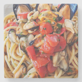 Porta-copo De Pedra Espaguete com Porta copos de Comida de Mexilhão