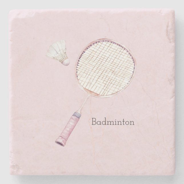 Porta-copo De Pedra Esportes de Badminton Rosa (Frente)