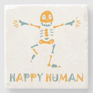 Porta-copo De Pedra Esqueleto humano feliz