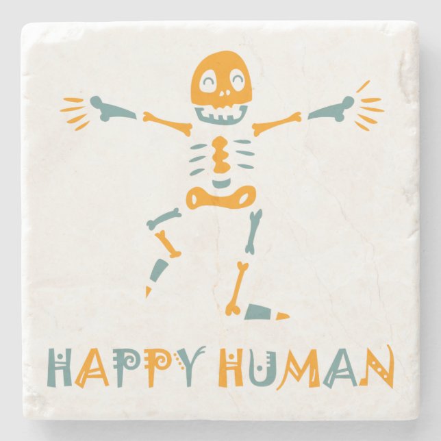 Porta-copo De Pedra Esqueleto humano feliz (Frente)