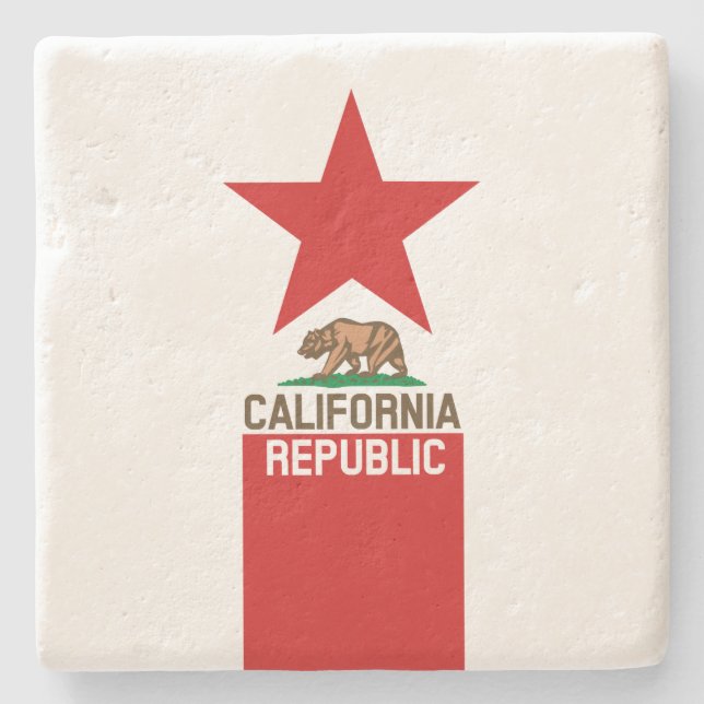 Porta-copo De Pedra Estado da República da CALIFÓRNIA - Estrela (Frente)