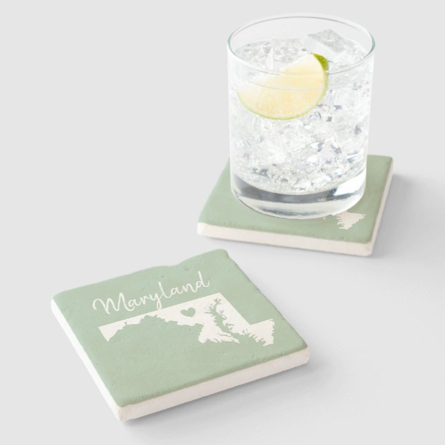Porta-copo De Pedra Estado de Maryland mapa de amor (Lateral)
