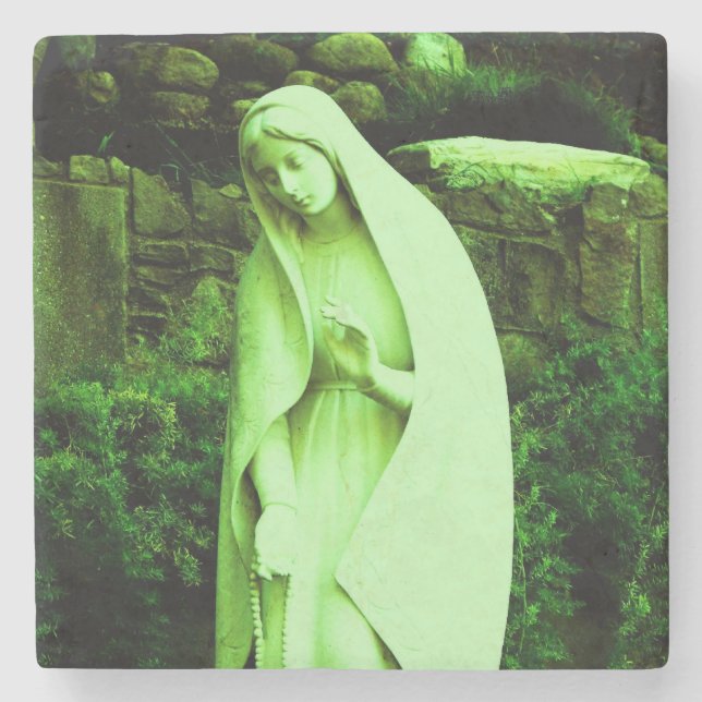 Porta-copo De Pedra Estátua da Virgem Maria Rosa (Frente)