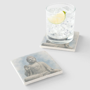 Porta-copo De Pedra Estátua de Buda em Aquarela Zen – Decoração Espiri