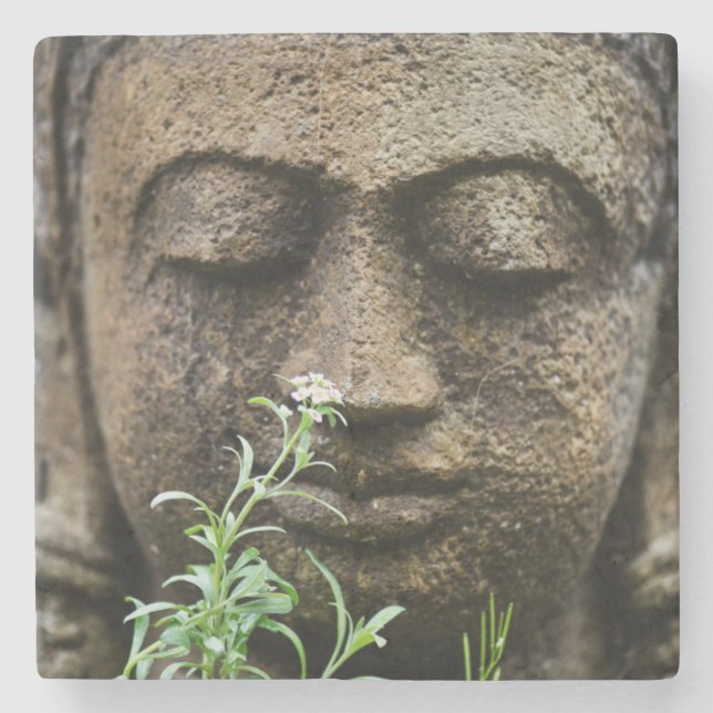 Porta-copo De Pedra Estátua de jardim de pedra com flor (Frente)