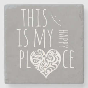 Porta-copo De Pedra Este É Meu Lugar Feliz Inspirador