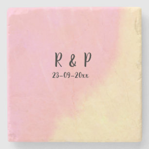 Porta-copo De Pedra estilo de texto minimalista simples branco casamen
