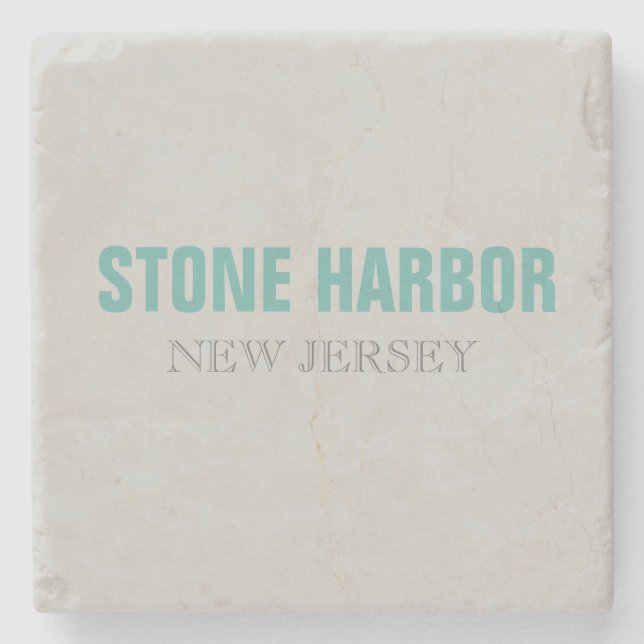 Porta-copo De Pedra Estilo Praia de Stone Harbor Nova Jersey (Frente)