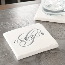 Estiloso Preto Cinza Monograma Inicial Nome Script