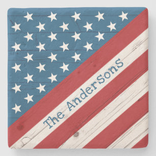 Porta-copo De Pedra Estrelas de Madeira Russas Strips EUA Nome de Band