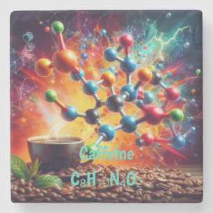Porta-copo De Pedra Estrutura de Cafeína Molecular - Café de Arte Cien