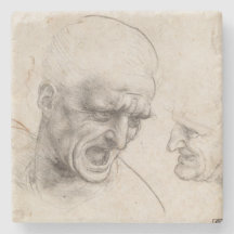 Estudo de duas cabeças dos guerreiros por Leonardo