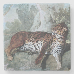 Porta-copo De Pedra Estudo de um Leopardo (por Jean-Baptiste Oudry)