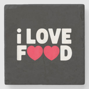 Porta-copo De Pedra Eu adoro Comida Engraçado Presente de Foodie para