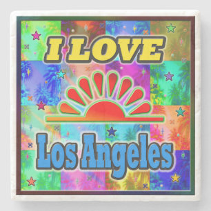 Porta-copo De Pedra Eu adoro Los Angeles Sun & Palms Porta copos