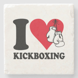 Porta-copo De Pedra Eu adoro o kickboxe