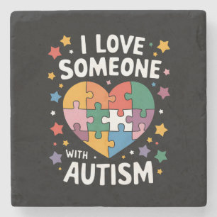 Porta-copo De Pedra Eu Amo Alguém Com Autismo Conscientização Autista