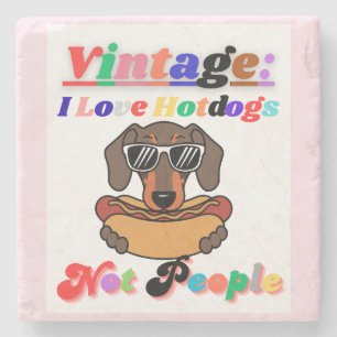 Porta-copo De Pedra Eu amo cachorros-quentes, não pessoas