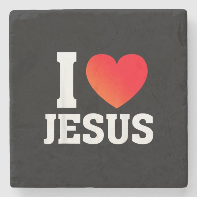 Porta-copo De Pedra Eu Amo Jesus (Frente)