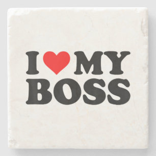 Porta-copo De Pedra Eu Amo Meu Chefe Coração Vermelho Divertido Chefe