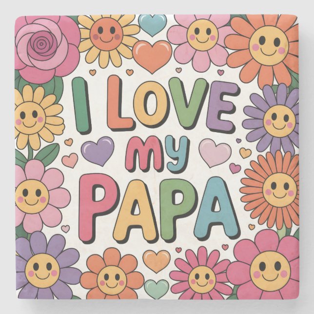 Porta-copo De Pedra Eu amo meu papai (Frente)