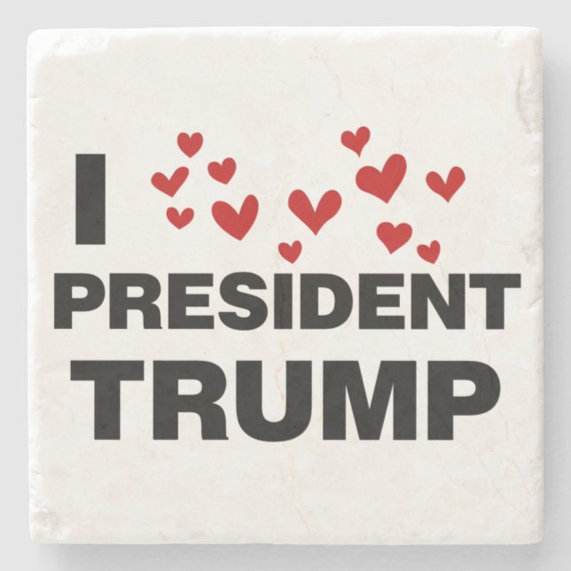 Porta-copo De Pedra Eu Amo O Presidente Trump Hearts (Frente)