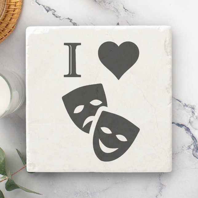 Porta-copo De Pedra Eu amo o teatro (Criador carregado)