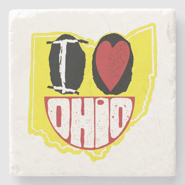Porta-copo De Pedra Eu Amo Ohio Sorrindo De Rosto Feliz (Frente)