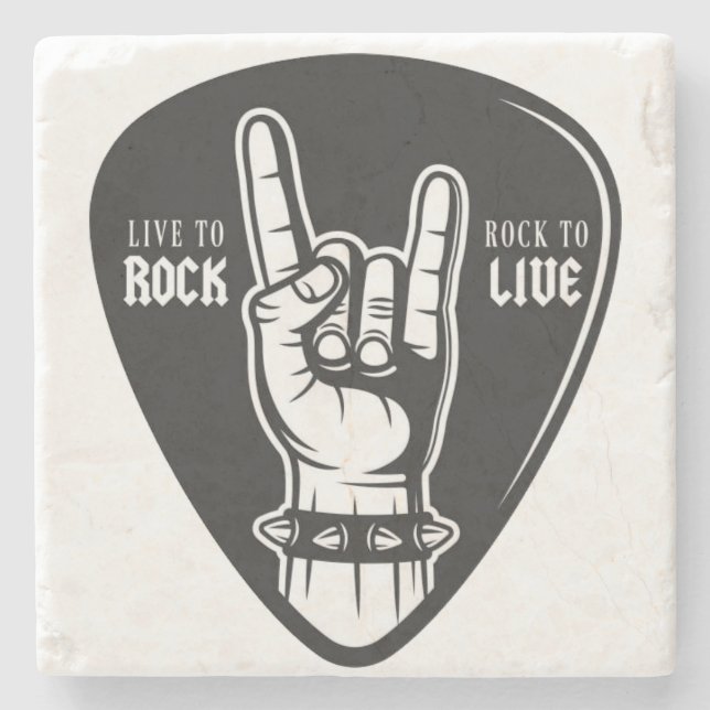 Porta-copo De Pedra Eu amo rock (Frente)