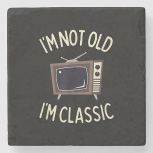 Porta-copo De Pedra Eu não sou velho, sou clássico e engraçado, velho 