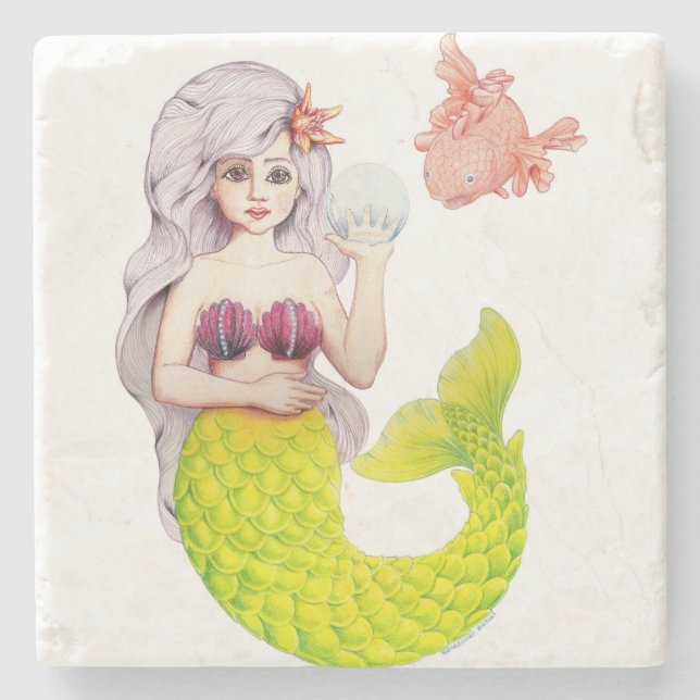 Porta-copo De Pedra Eu Preferencialmente ser uma Sereia! (Frente)
