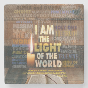 Porta-copo De Pedra Eu sou a Luz do Mundo - John 8:12