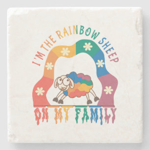 Porta-copo De Pedra Eu sou o Rainbow Sheep da minha família - Orgulho 