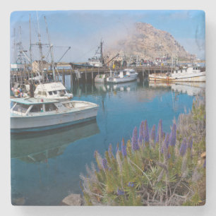Porta-copo De Pedra EUA, Califórnia. Barcos Atracados em Morro Bay