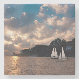 Porta-copo De Pedra EUA, Massachusetts. Vela ao pôr do sol