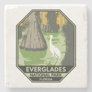 Porta-copo De Pedra Everglades National Park Florida Egret Vintage