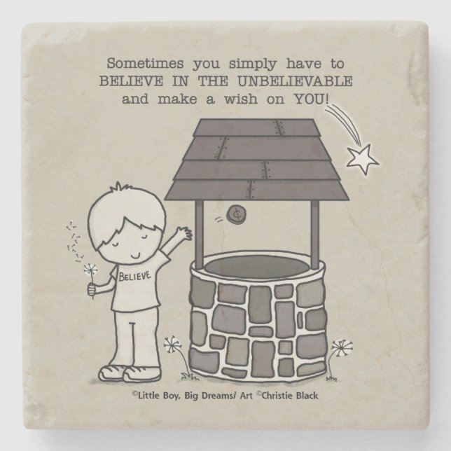 Porta-copo De Pedra Faça um desejo em você! (Frente)