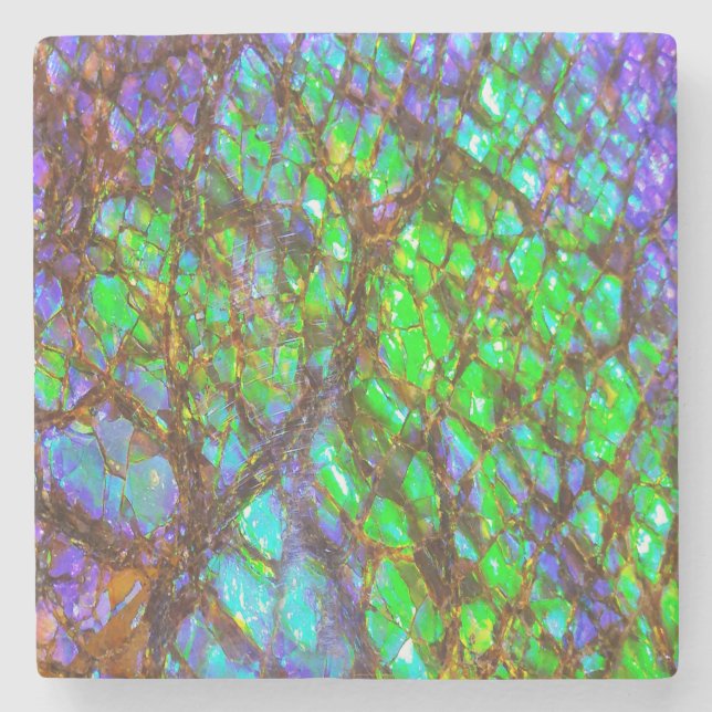 Porta-copo De Pedra Falln Peacock Ammolite (Frente)
