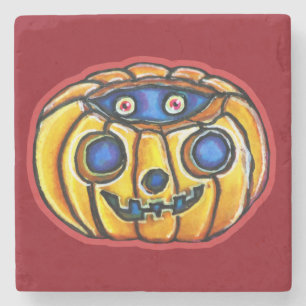 Porta-copo De Pedra Falln Peeky Pumpkin Vintage Halloweenies