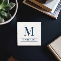 Família de Nome Monograma Clássico em Serif Navy