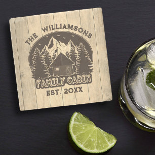 Porta-copo De Pedra Família russa de madeira natural Cabina Nome casta