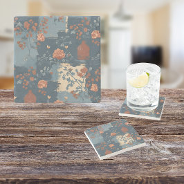 Porta-copo De Pedra Farmhouse Russo de Ferrugem Azul do País