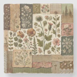 Porta-copo De Pedra Farmhouse Russo Sage Green Patches Wildflower