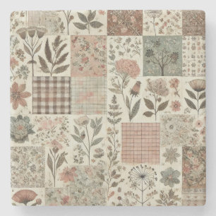 Porta-copo De Pedra Farmhouse Russo Sage Green Patches Wildflower