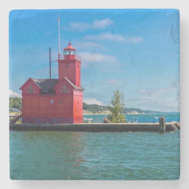 Porta-copo De Pedra Farol Holland Harbor (Frente)